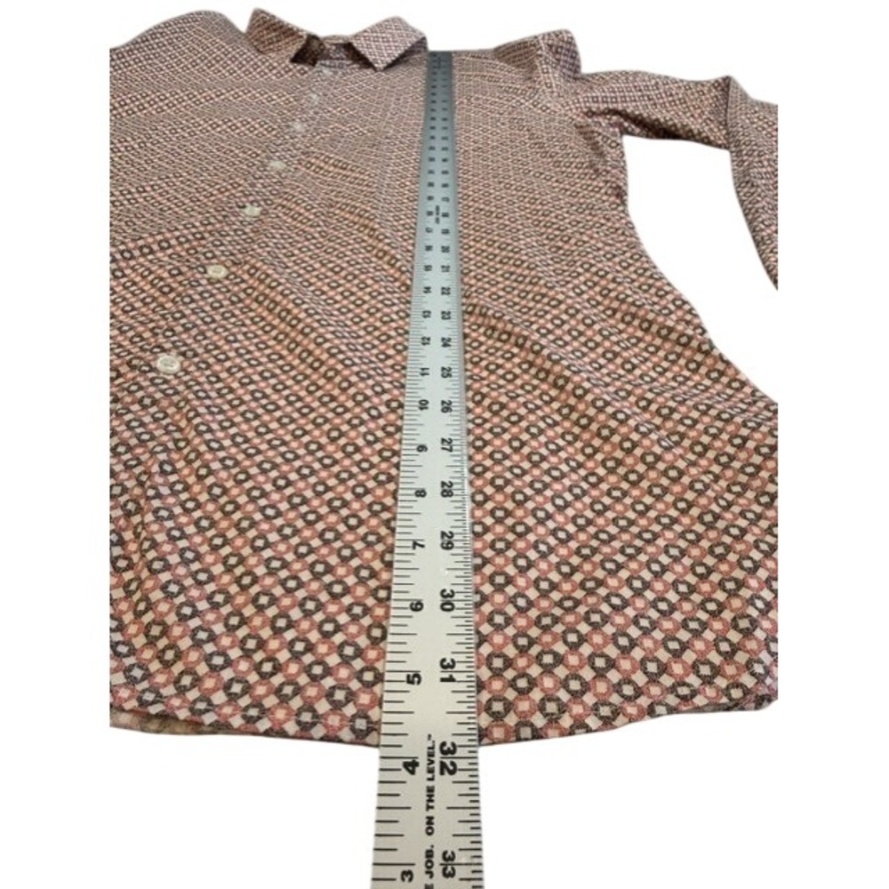Hugo Boss Mens Slim Fit XXL Geometric Print Long Sleeve Shirt Red White Grey - Picture 6 of 9